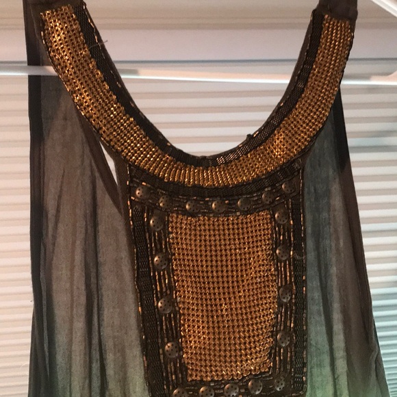 Army Green Racerback Tank w/ gold embellishments - Picture 2 of 3